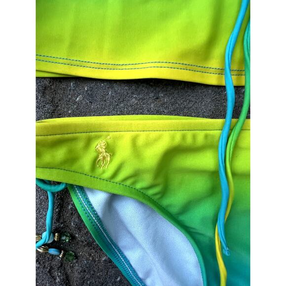 Ralph Lauren blue yellow takini bikini size S - Picture 3 of 5